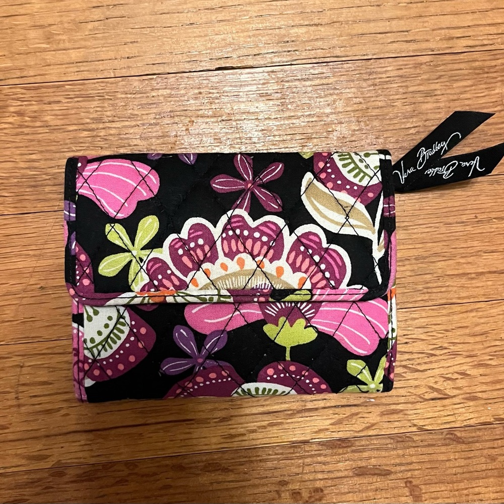 Vera Bradley Pink, Purple, Green, and Black Floral Wallet